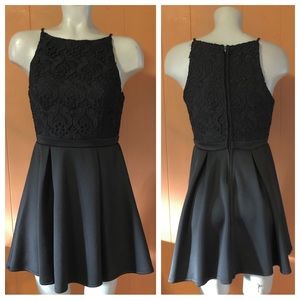 Francesca's Alya Fit & Flare Black Dress S